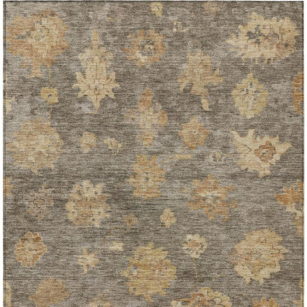 HomeRoots 10' Indoor Outdoor Area Rug - Stylish Taupe Beige Brown Floral Design, Washable & Durable for All Spaces 658548
