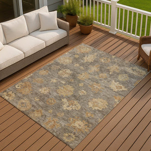 HomeRoots 10' Indoor Outdoor Area Rug - Stylish Taupe Beige Brown Floral Design, Washable & Durable for All Spaces 658548