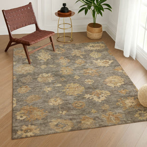 HomeRoots 10' Indoor Outdoor Area Rug - Stylish Taupe Beige Brown Floral Design, Washable & Durable for All Spaces 658548