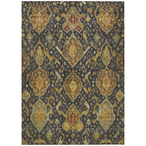 HomeRoots 10' Charcoal, Gold & Copper Ikat Washable Area Rug – Durable, Stylish Indoor/Outdoor Accent Piece! 658566