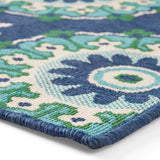 Christopher Knight Home® - Noble House - Marakesh Outdoor 7'10" X 10' Medallion Area Rug, Navy and Green