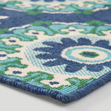 Christopher Knight Home® - Noble House - Marakesh Outdoor 7'10" X 10' Medallion Area Rug, Navy and Green