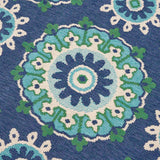 Christopher Knight Home® - Noble House - Marakesh Outdoor 7'10" X 10' Medallion Area Rug, Navy and Green