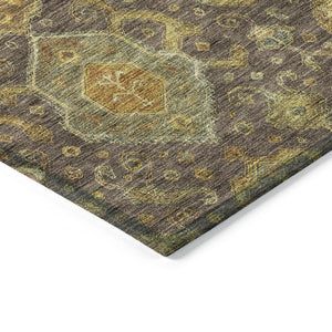 HomeRoots 10' Vibrant Chocolate Gold Burgundy Ikat Washable Area Rug – Perfect for Indoor & Outdoor Spaces! 658572