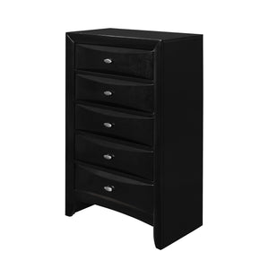 English Elm LUCILLE Spacious Chest of Drawers with Chambered Fronts and Solid Wood Construction, Sleek Tone Finish Black 33.5 L x 18.94 W x 51.06 H B201P294791