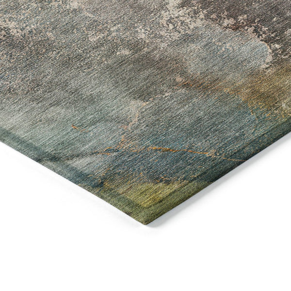 HomeRoots 8' Round Abstract Area Rug in Beige & Gray - Washable, Stain-Resistant, Stylish for Indoors & Outdoors 658593