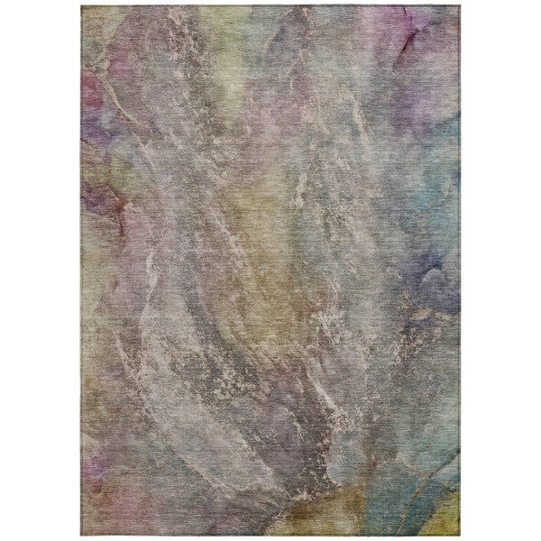 HomeRoots 8' X 10' Beige and Gray Abstract Area Rug - Stylish, Washable, Indoor/Outdoor, Stain Resistant Design 658594