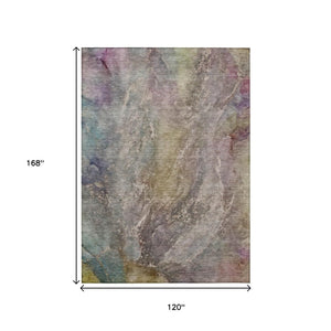 HomeRoots 10' Beige & Gray Abstract Washable Area Rug - Durable Indoor/Outdoor Style for High-Traffic Spaces 658596