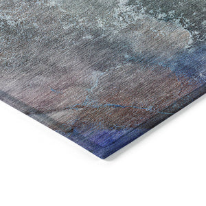 HomeRoots 8' Vibrant Round Abstract Washable Area Rug in Blue, Green & Purple for Indoor/Outdoor Spaces 658599
