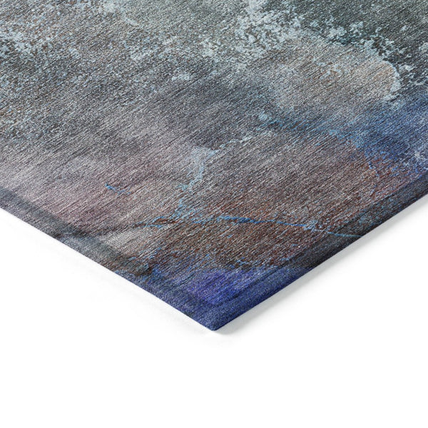 HomeRoots 8' Vibrant Round Abstract Washable Area Rug in Blue, Green & Purple for Indoor/Outdoor Spaces 658599