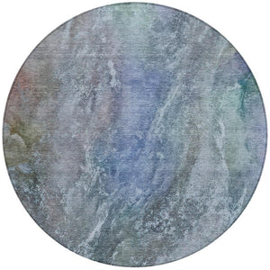 HomeRoots 8' Vibrant Round Abstract Washable Area Rug in Blue, Green & Purple for Indoor/Outdoor Spaces 658599
