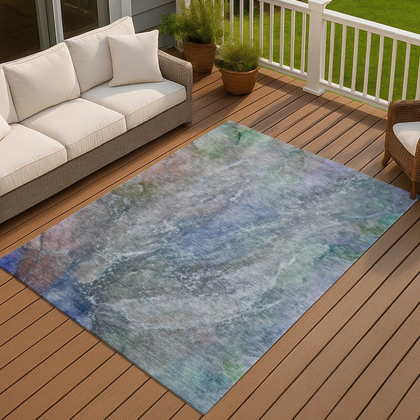HomeRoots 10' Abstract Washable Area Rug in Vibrant Blue, Green & Purple – Perfect for Indoor & Outdoor Spaces 658602