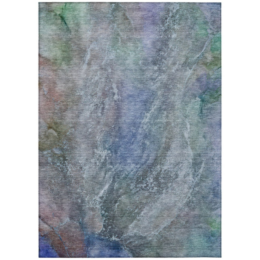 HomeRoots 10' Abstract Washable Area Rug in Vibrant Blue, Green & Purple – Perfect for Indoor & Outdoor Spaces 658602