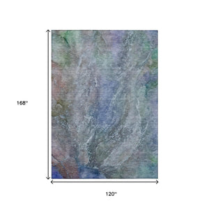 HomeRoots 10' Abstract Washable Area Rug in Vibrant Blue, Green & Purple – Perfect for Indoor & Outdoor Spaces 658602