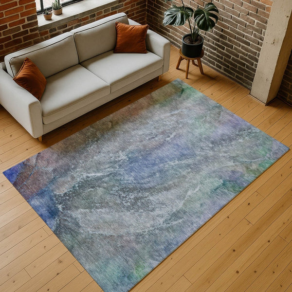 HomeRoots 10' Abstract Washable Area Rug in Vibrant Blue, Green & Purple – Perfect for Indoor & Outdoor Spaces 658602