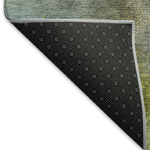 HomeRoots 8' Vibrant Green Pink Gold Round Abstract Area Rug - Stylish, Washable, Indoor/Outdoor Durability 658605