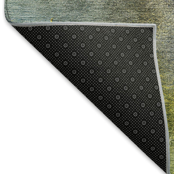 HomeRoots 8' Vibrant Green Pink Gold Round Abstract Area Rug - Stylish, Washable, Indoor/Outdoor Durability 658605