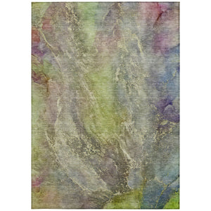 HomeRoots 8' X 10' Vibrant Green Pink Gold Abstract Washable Rug - Perfect for Indoor & Outdoor Living Spaces! 658606