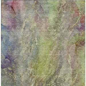 HomeRoots 8' X 10' Vibrant Green Pink Gold Abstract Washable Rug - Perfect for Indoor & Outdoor Living Spaces! 658606