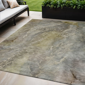 HomeRoots 5' X 8' Stylish Pewter and Gray Abstract Washable Area Rug for Indoor/Outdoor High Traffic Areas 658610