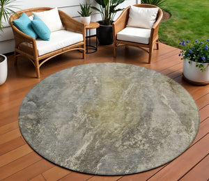 HomeRoots 8' Pewter and Gray Round Abstract Washable Area Rug - Durable, Stylish, Indoor/Outdoor, Easy Care 658611