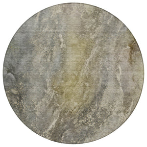 HomeRoots 8' Pewter and Gray Round Abstract Washable Area Rug - Durable, Stylish, Indoor/Outdoor, Easy Care 658611