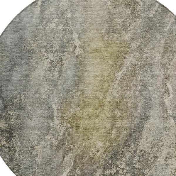 HomeRoots 8' Pewter and Gray Round Abstract Washable Area Rug - Durable, Stylish, Indoor/Outdoor, Easy Care 658611