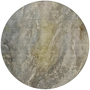 HomeRoots 8' Pewter and Gray Round Abstract Washable Area Rug - Durable, Stylish, Indoor/Outdoor, Easy Care 658611