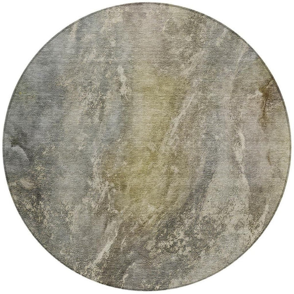 HomeRoots 8' Pewter and Gray Round Abstract Washable Area Rug - Durable, Stylish, Indoor/Outdoor, Easy Care 658611