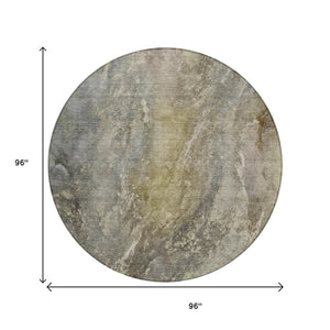 HomeRoots 8' Pewter and Gray Round Abstract Washable Area Rug - Durable, Stylish, Indoor/Outdoor, Easy Care 658611