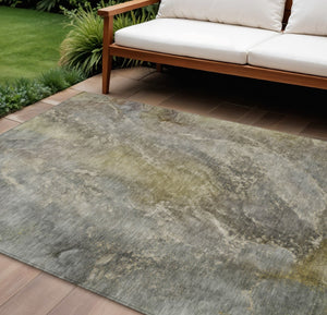 HomeRoots 8' X 10' Stylish Pewter and Gray Abstract Washable Rug for Indoor/Outdoor Durability & Elegance 658612