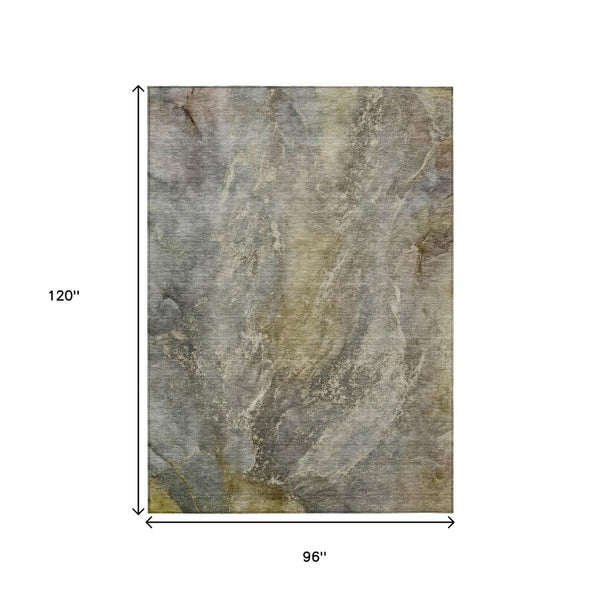 HomeRoots 8' X 10' Stylish Pewter and Gray Abstract Washable Rug for Indoor/Outdoor Durability & Elegance 658612