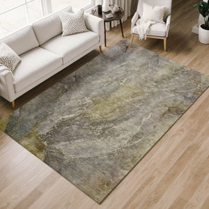 HomeRoots 8' X 10' Stylish Pewter and Gray Abstract Washable Rug for Indoor/Outdoor Durability & Elegance 658612