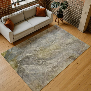 HomeRoots 8' X 10' Stylish Pewter and Gray Abstract Washable Rug for Indoor/Outdoor Durability & Elegance 658612