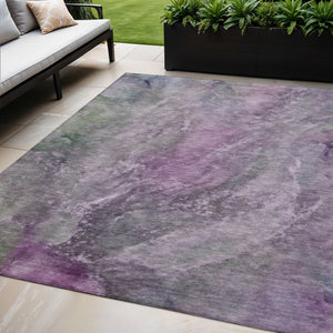 HomeRoots 5' X 8' Modern Plum and Ivory Abstract Area Rug - Durable, Washable, Indoor/Outdoor Versatility! 658616
