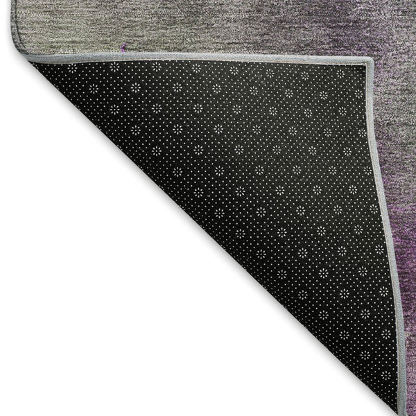 HomeRoots 8' Plum and Ivory Round Area Rug - Abstract Geometric Design, Washable, Indoor/Outdoor Versatility! 658617