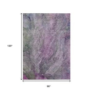 HomeRoots 8' X 10' Abstract Plum and Ivory Area Rug - Washable, Durable Design for Indoor & Outdoor Spaces 658618