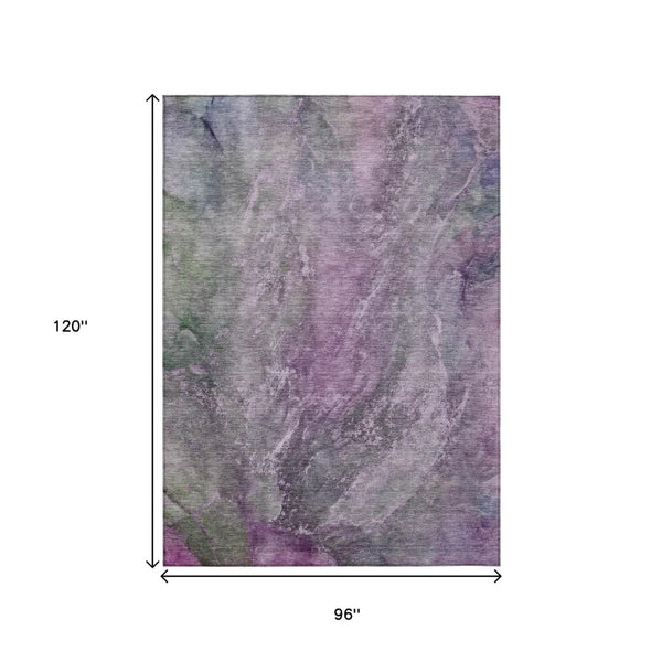 HomeRoots 8' X 10' Abstract Plum and Ivory Area Rug - Washable, Durable Design for Indoor & Outdoor Spaces 658618