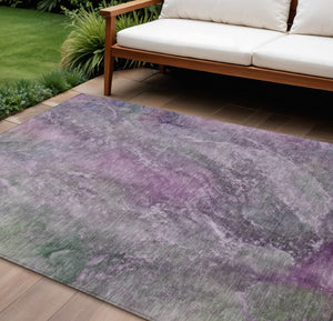 HomeRoots 8' X 10' Abstract Plum and Ivory Area Rug - Washable, Durable Design for Indoor & Outdoor Spaces 658618