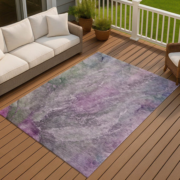 HomeRoots 8' X 10' Abstract Plum and Ivory Area Rug - Washable, Durable Design for Indoor & Outdoor Spaces 658618