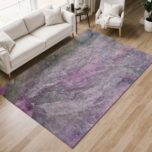 HomeRoots 8' X 10' Abstract Plum and Ivory Area Rug - Washable, Durable Design for Indoor & Outdoor Spaces 658618