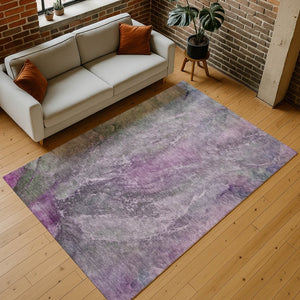 HomeRoots 9' X 12' Plum Abstract Washable Rug - Stylish Indoor/Outdoor Solution for High-Traffic Spaces! 658619