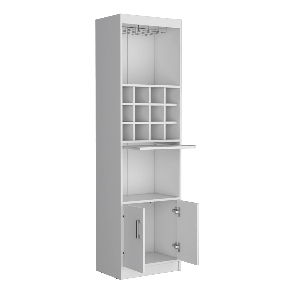 English Elm Bar Cabinet Fulton White Engineered Wood with Slide Shelf, 12 Bottle Storage, Wine Rack & Spacious Cabinet B092P191173