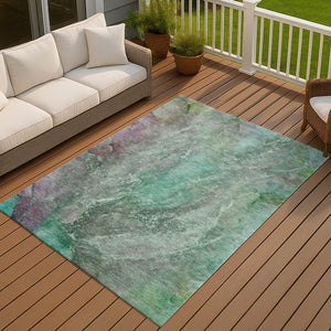 HomeRoots 5' X 8' Teal Blue and Purple Abstract Area Rug - Stylish, Washable, Durable for Indoor & Outdoor Use 658622