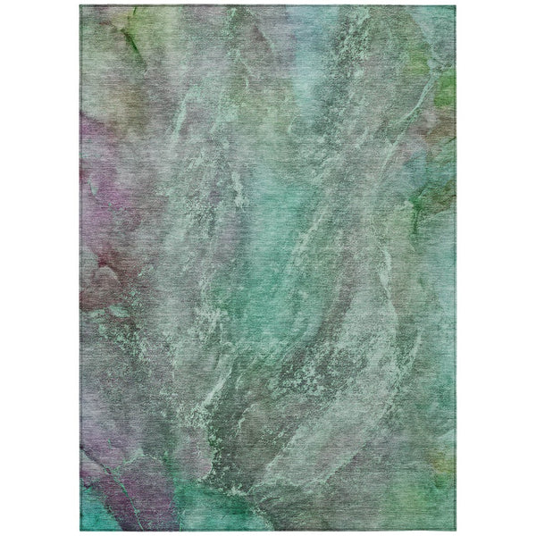 HomeRoots 5' X 8' Teal Blue and Purple Abstract Area Rug - Stylish, Washable, Durable for Indoor & Outdoor Use 658622