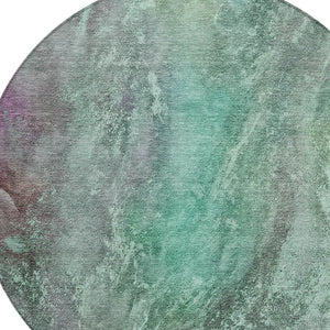 HomeRoots 8' Teal Blue and Purple Abstract Round Rug - Stylish, Durable, Washable for Indoor & Outdoor Spaces 658623