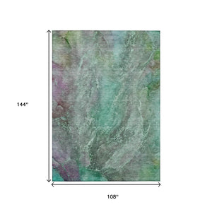 HomeRoots 9' X 12' Teal Blue & Purple Abstract Area Rug – Stylish, Washable, Indoor/Outdoor, Stain Resistant! 658625