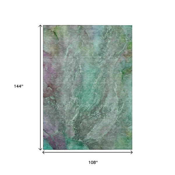 HomeRoots 9' X 12' Teal Blue & Purple Abstract Area Rug – Stylish, Washable, Indoor/Outdoor, Stain Resistant! 658625