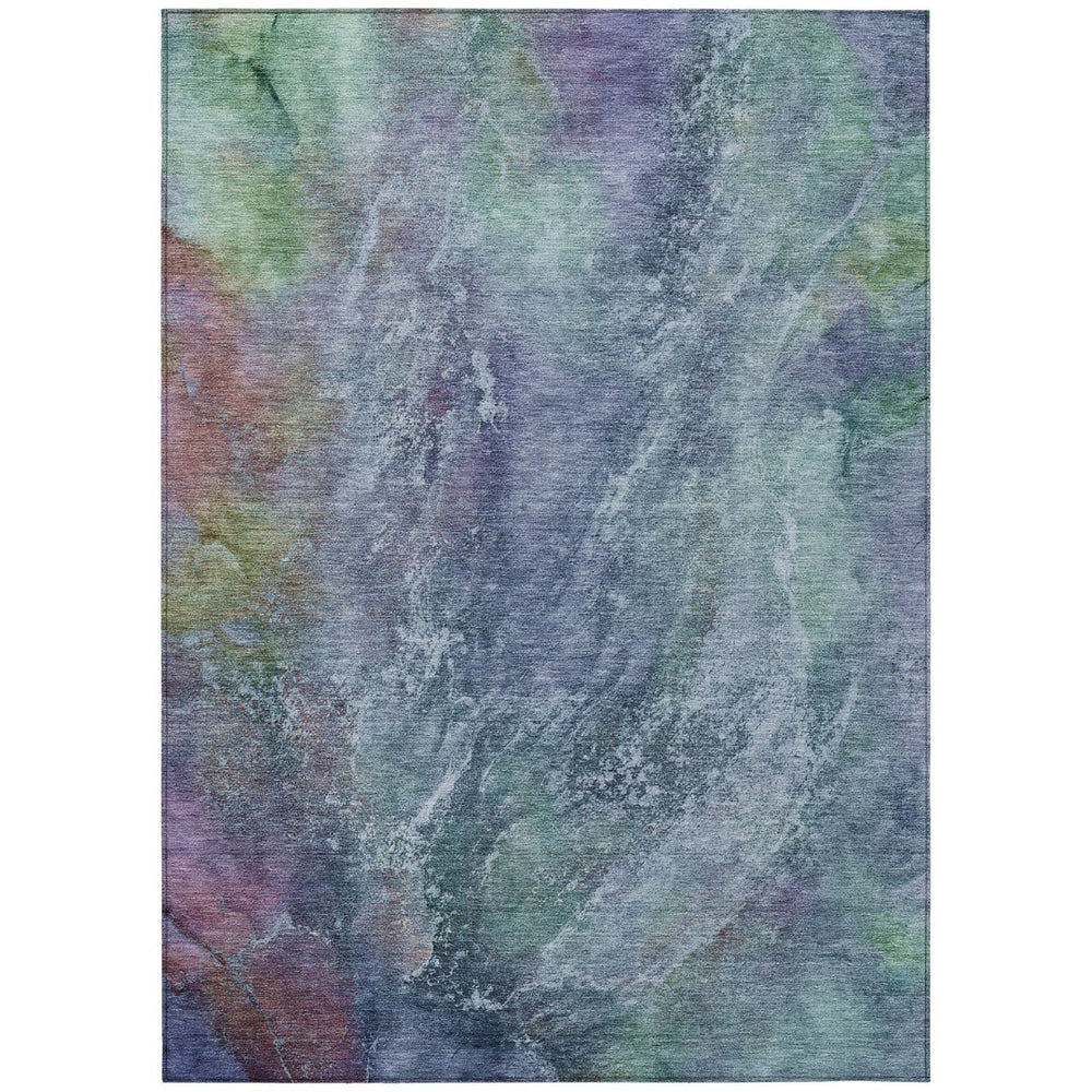 HomeRoots 10' Washable Blue-Gray & Green Abstract Area Rug for Indoor/Outdoor Use – Durable & Stylish Design 658632