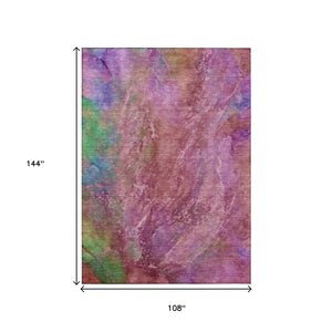 HomeRoots 9' X 12' Blush Green & Purple Abstract Area Rug - Stylish, Durable, Washable for Indoor & Outdoor Use 658637